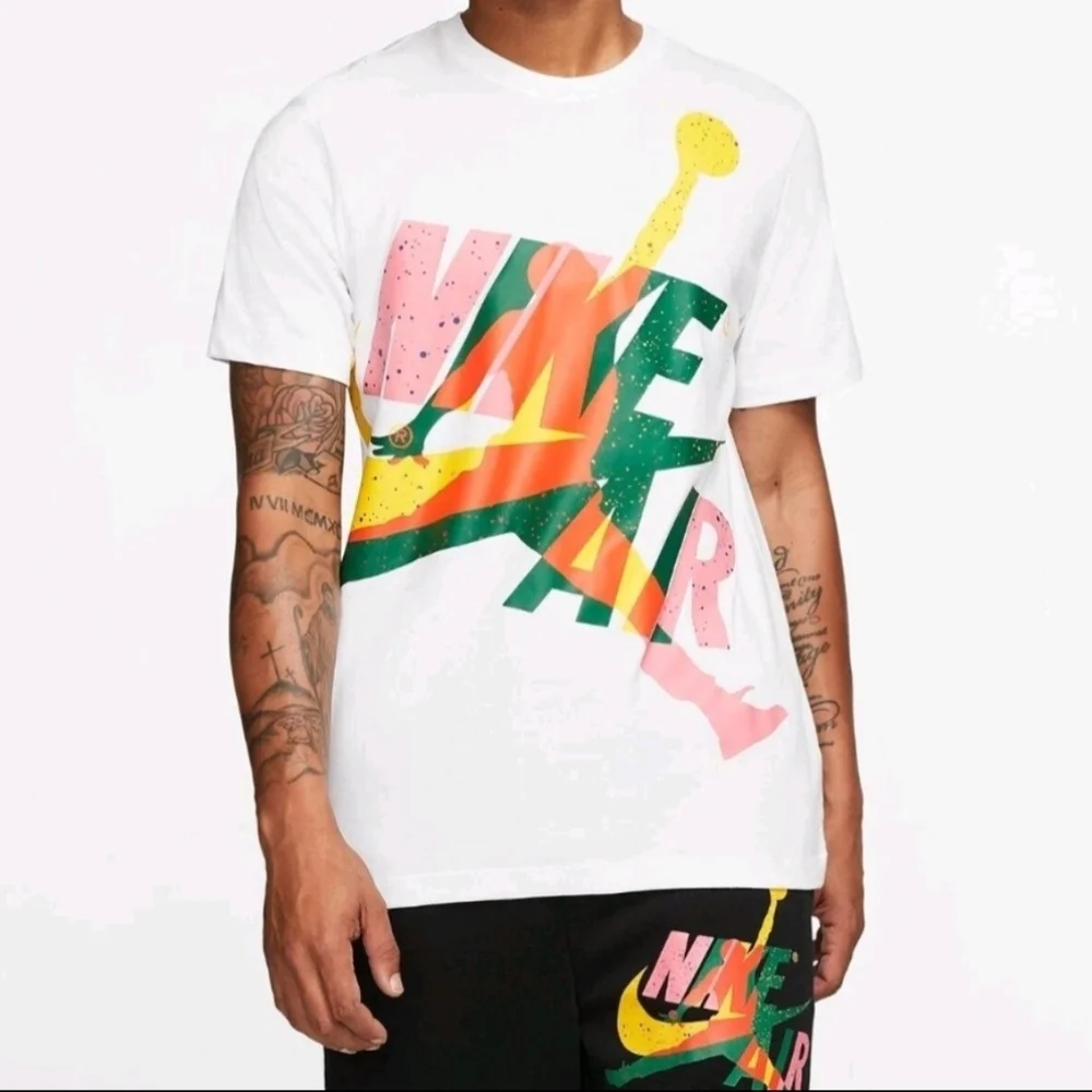 Jordan Jumpman Classics Men's T-Shirt White/Total Orange/Rush Blue Size 3XL